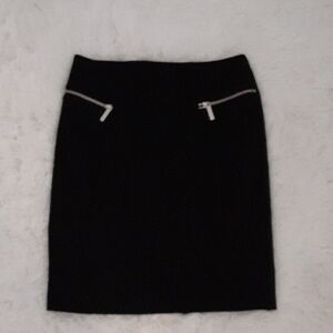 Michael Kors Elegant Black Skirt with Silver Zipper Accents